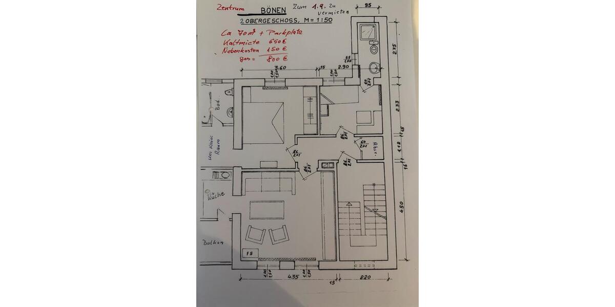 Etagenwohnung Bönen - 3.5 Zimmer, 70 m&sup2;, 650&euro; | Angebot:26633215