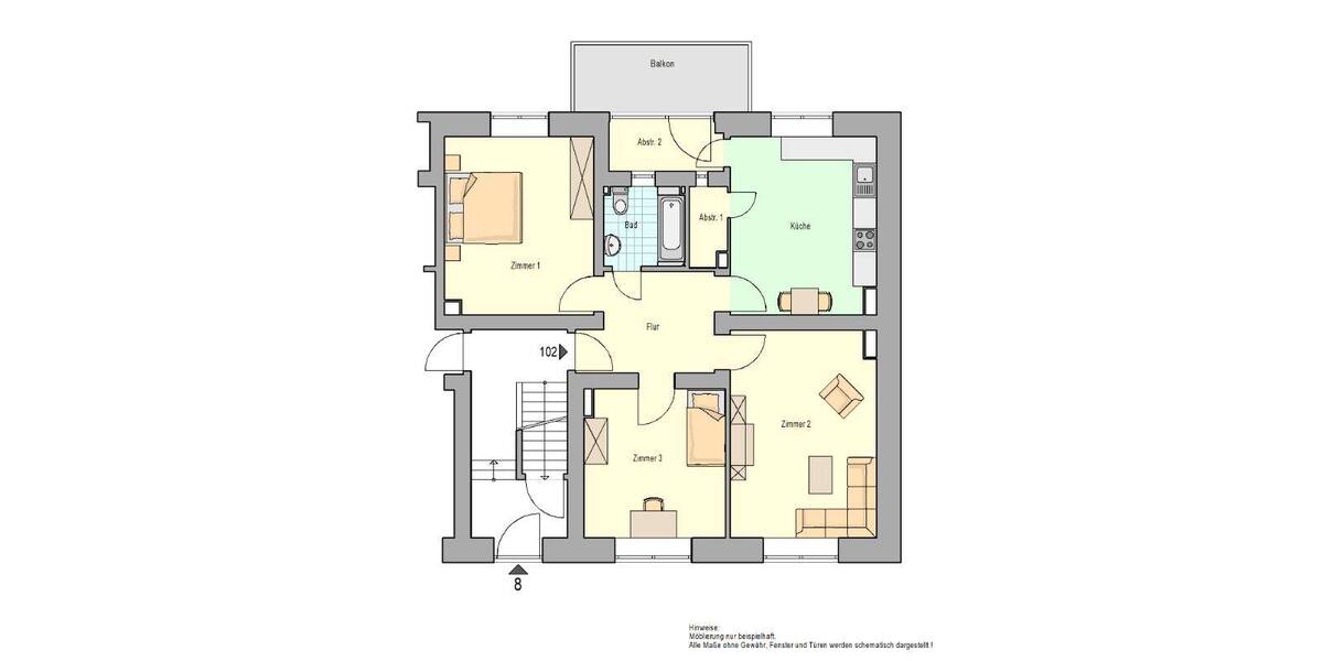 Etagenwohnung Herne Baukau-Ost - 3 Zimmer, 84 m&sup2;, 720&euro; | Angebot:26292752
