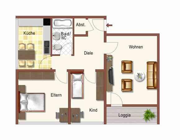 Etagenwohnung Dortmund Aplerbeck - 3 Zimmer, 72 m&sup2;, 646&euro; | Angebot:25210775