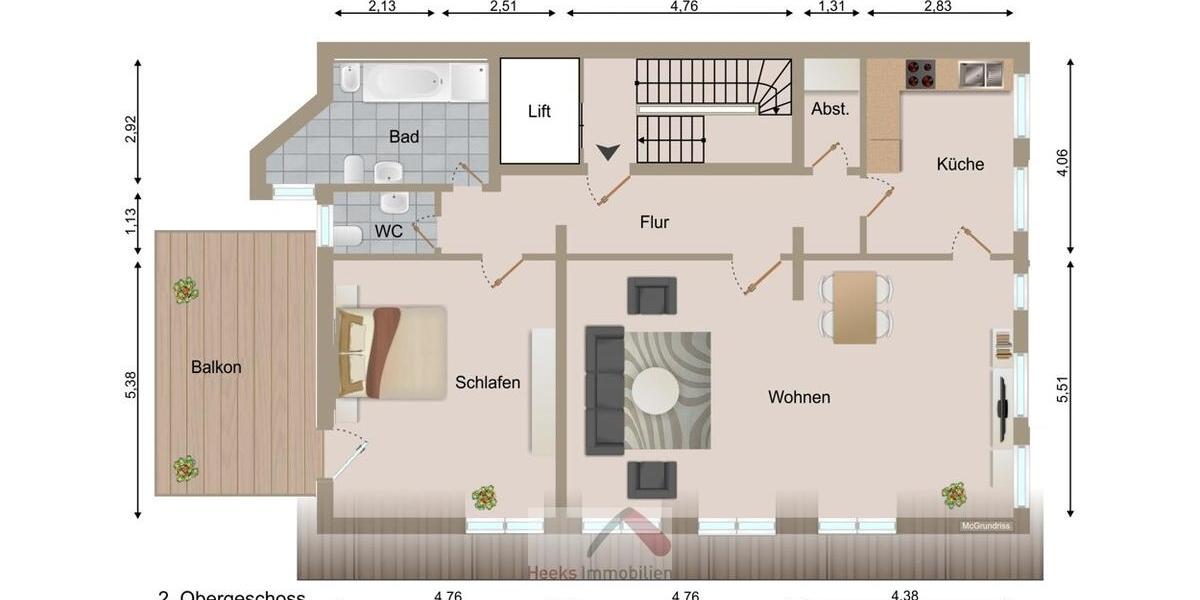 Etagenwohnung Recklinghausen - 2.5 Zimmer, 119 m&sup2;, 800&euro; | Angebot:25873032