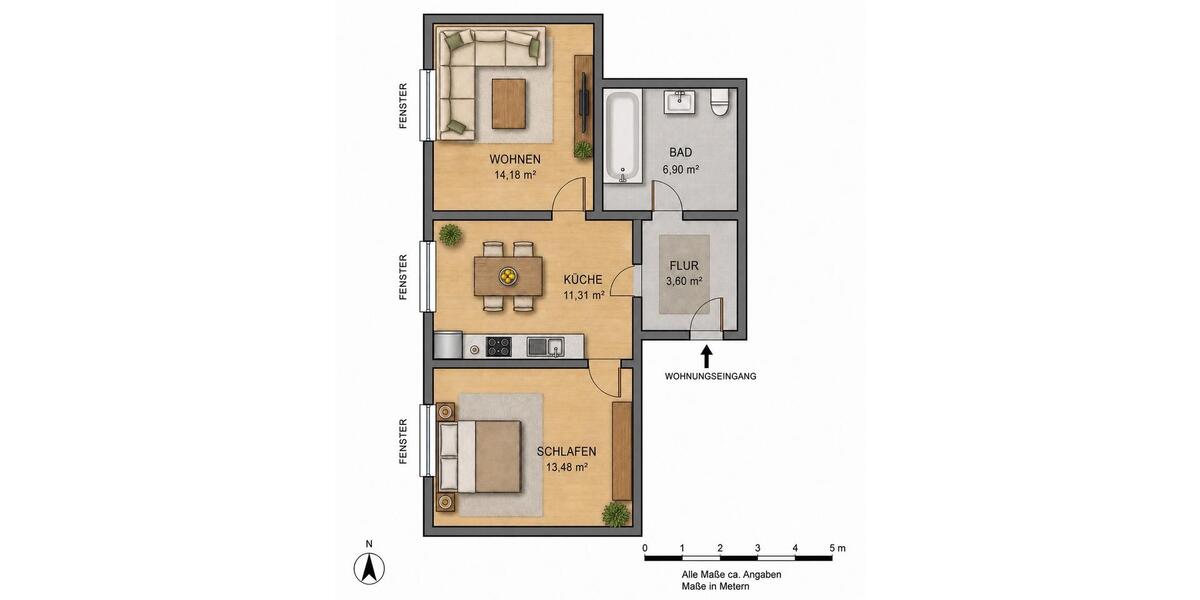 Dachgeschoßwohnung Castrop-Rauxel Rauxel - 2 Zimmer, 48 m&sup2;, 615&euro; | Angebot:26648940