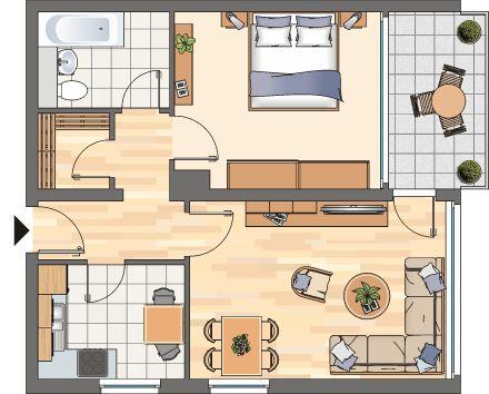 Etagenwohnung Unna - 2 Zimmer, 60 m&sup2;, 459&euro; | Angebot:26008882