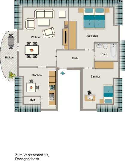 Dachgeschoßwohnung Lünen Brambauer - 3.5 Zimmer, 75 m&sup2;, 420&euro; | Angebot:24565792