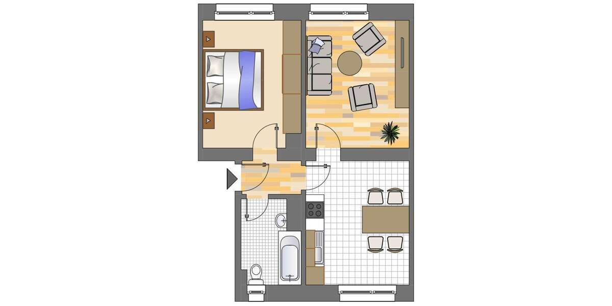 Etagenwohnung Dortmund Körne - 2 Zimmer, 49 m&sup2;, 189&euro; | Angebot:26306657