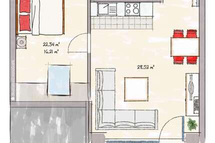 Wohnung Dülmen - 2 Zimmer, 60 m&sup2;, 780&euro; | Angebot:27111737