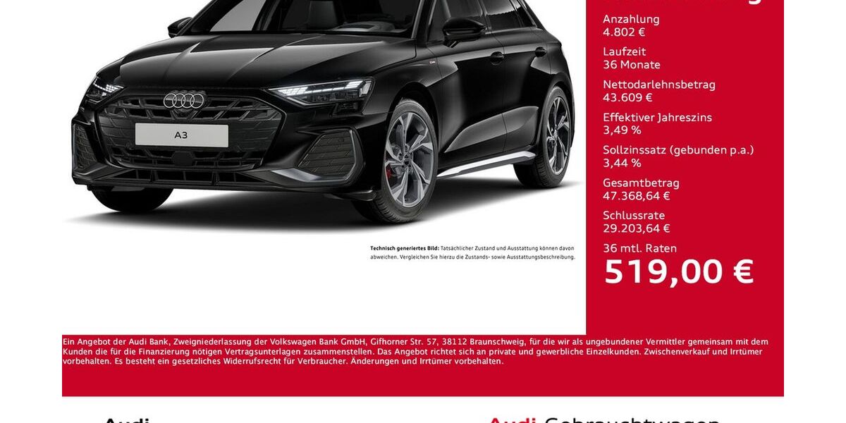 Audi A3 7.192 km 48.411 &euro; Dortmund 44143