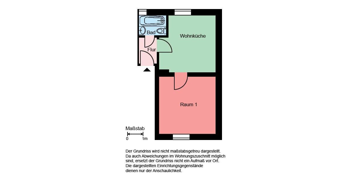 Erdgeschoßwohnung Iserlohn Grüne - 1 Zimmer, 30 m&sup2;, 319&euro; | Angebot:25125228