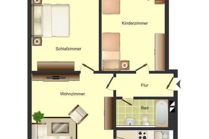 Wohnung Bergkamen Weddinghofen - 3 Zimmer, 57 m&sup2;, 519&euro; | Angebot:25619174