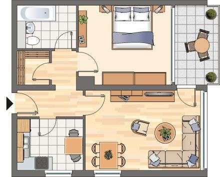 Etagenwohnung Unna - 2 Zimmer, 60 m&sup2;, 459&euro; | Angebot:26098302