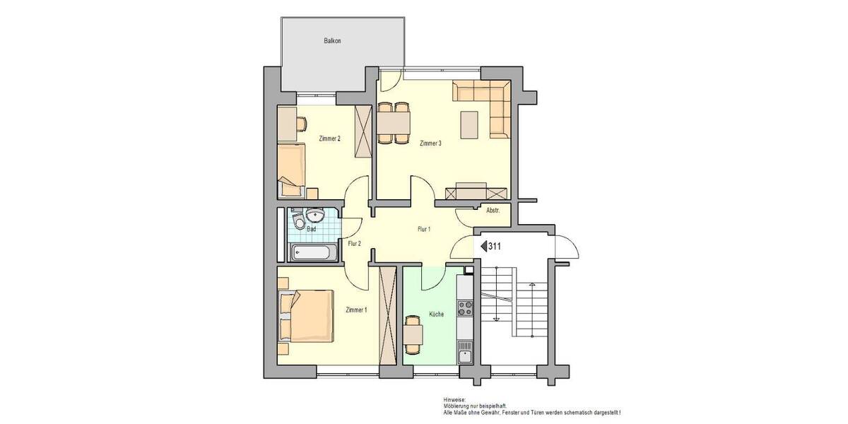 Etagenwohnung Herne Herne-Süd - 3 Zimmer, 70 m&sup2;, 616&euro; | Angebot:26292751