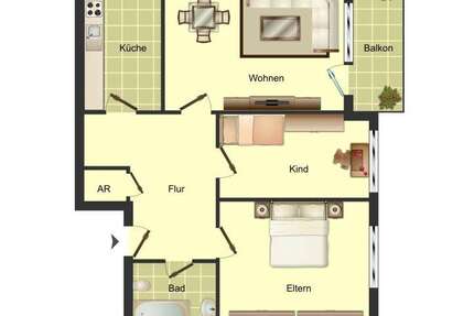 Wohnung Bergkamen - 3.5 Zimmer, 81 m&sup2;, 559&euro; | Angebot:27339483
