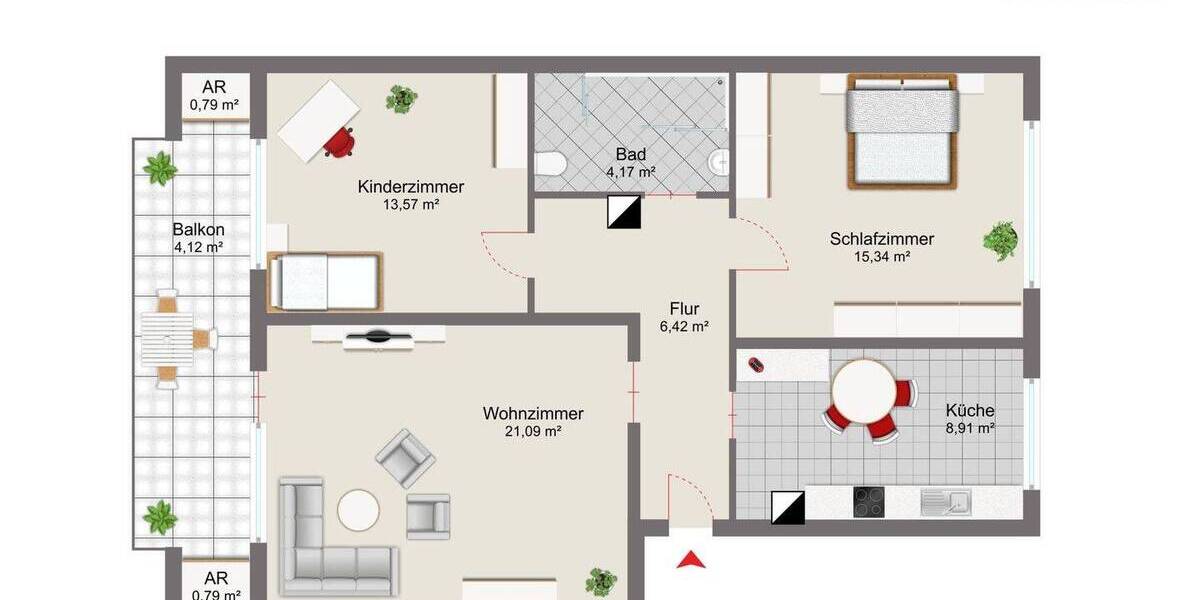 Etagenwohnung Lünen Brambauer - 3 Zimmer, 74 m&sup2;, 172.000&euro; | Angebot:26740956