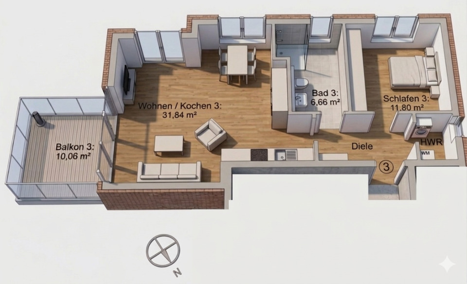 Etagenwohnung Dülmen - 2 Zimmer, 63 m&sup2;, 725&euro; | Angebot:25942483