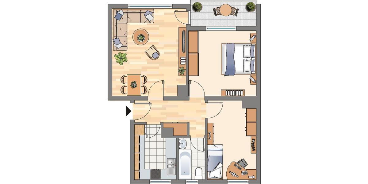 Etagenwohnung Dortmund Brackel - 3 Zimmer, 65 m&sup2;, 523&euro; | Angebot:24494867