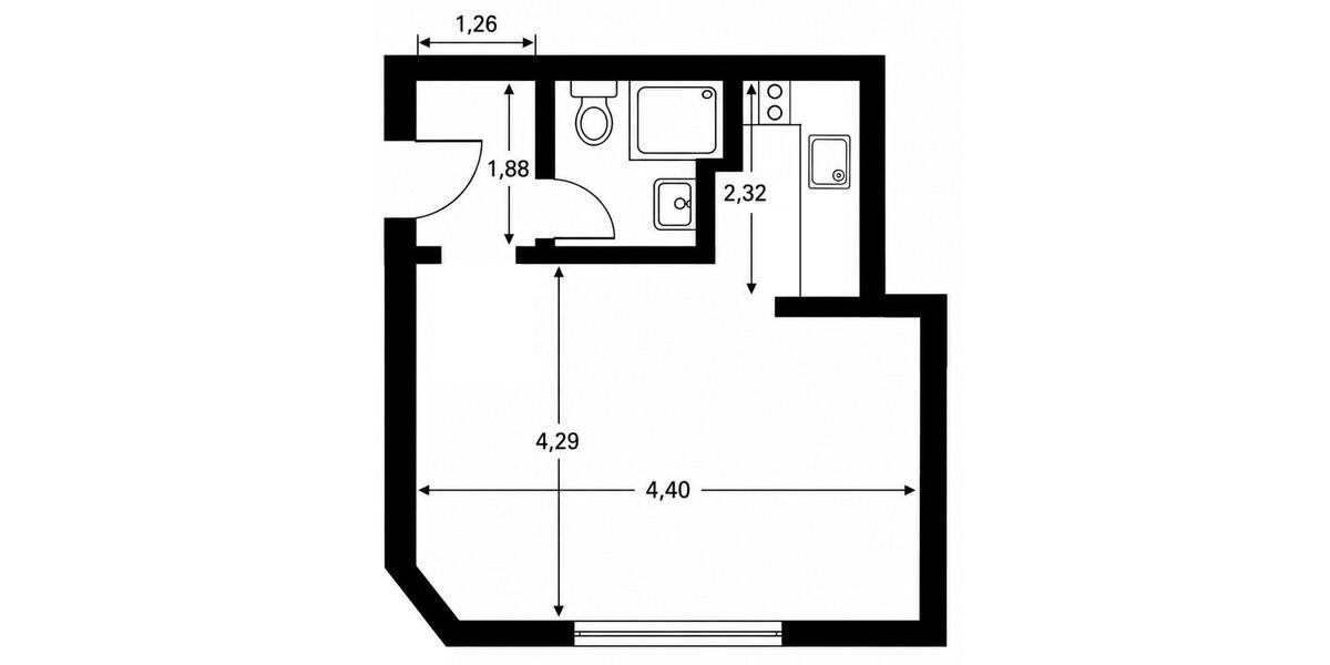 Etagenwohnung Dortmund Hombruch - 1 Zimmer, 26 m&sup2;, 470&euro; | Angebot:26698630