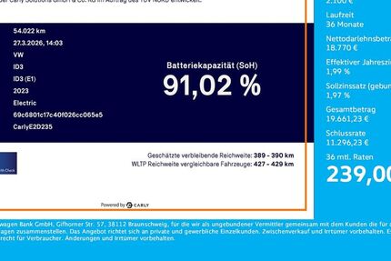 VW ID.3 54.022 km 20.732 &euro; Dortmund 44379