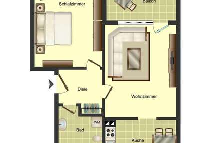 Wohnung Bergkamen Weddinghofen - 2 Zimmer, 52 m&sup2;, 419&euro; | Angebot:27339384