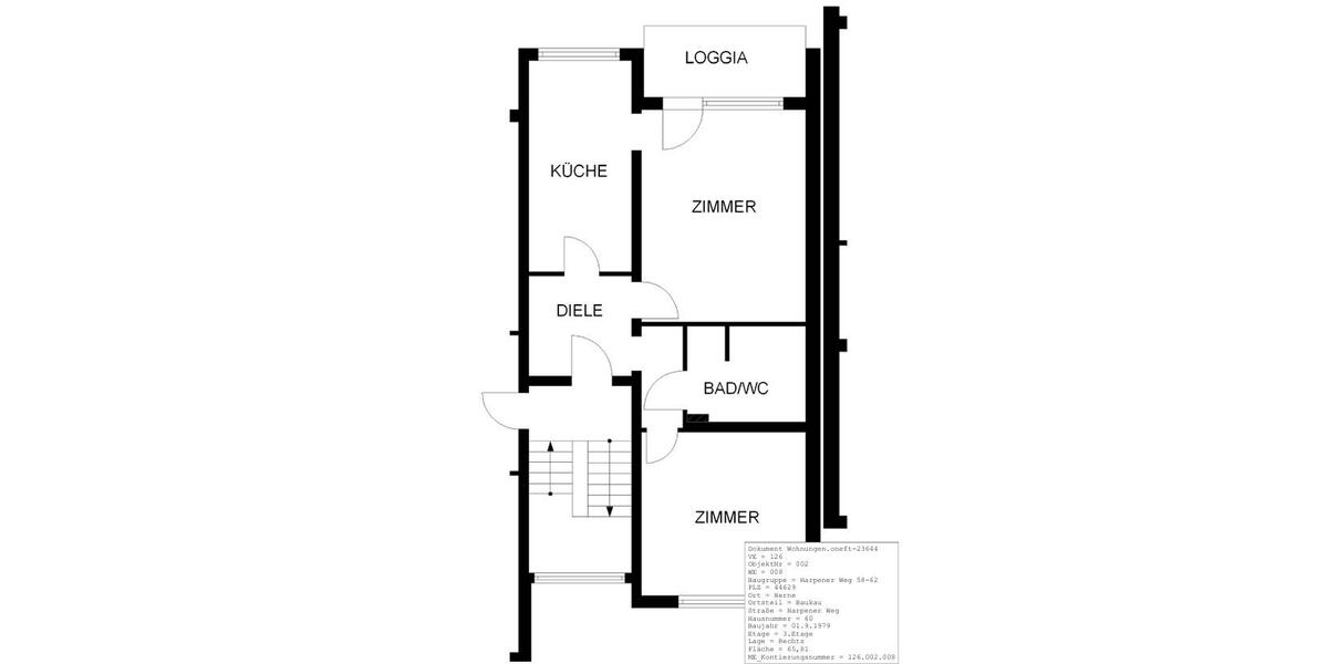 Etagenwohnung Herne Baukau - 2.5 Zimmer, 66 m&sup2;, 494&euro; | Angebot:26560258