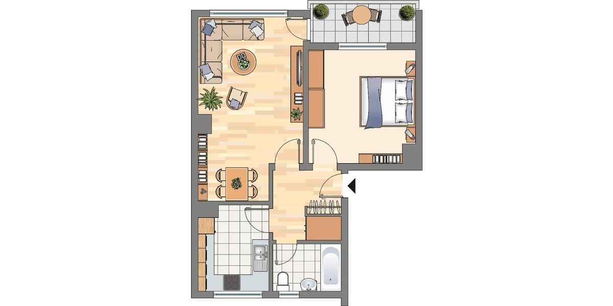 Etagenwohnung Dortmund Brackel - 2 Zimmer, 60 m&sup2;, 477&euro; | Angebot:24814078