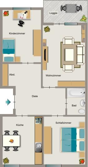 Etagenwohnung Lünen Alstedde - 3.5 Zimmer, 76 m&sup2;, 645&euro; | Angebot:25524166