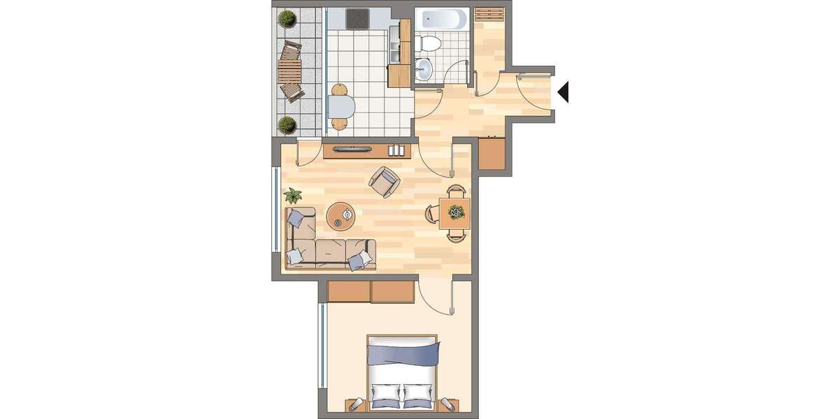 Etagenwohnung Dortmund Hörde - 2 Zimmer, 61 m&sup2;, 326&euro; | Angebot:25768522