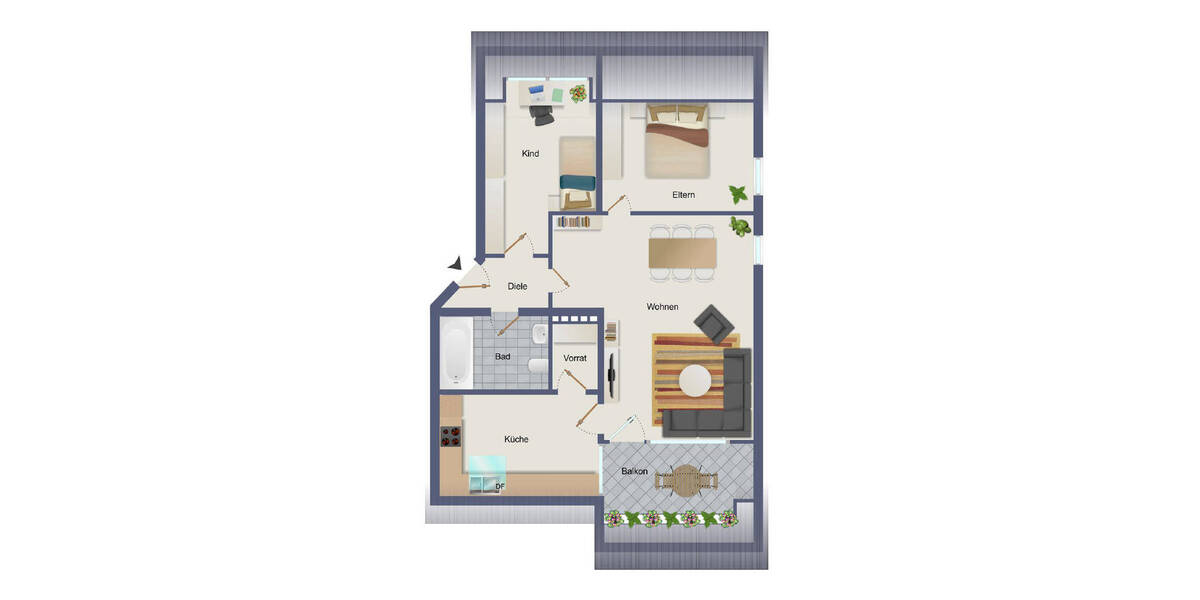 Etagenwohnung Hamm Bockum-Hövel - 3 Zimmer, 73 m&sup2;, 165.000&euro; | Angebot:26203954