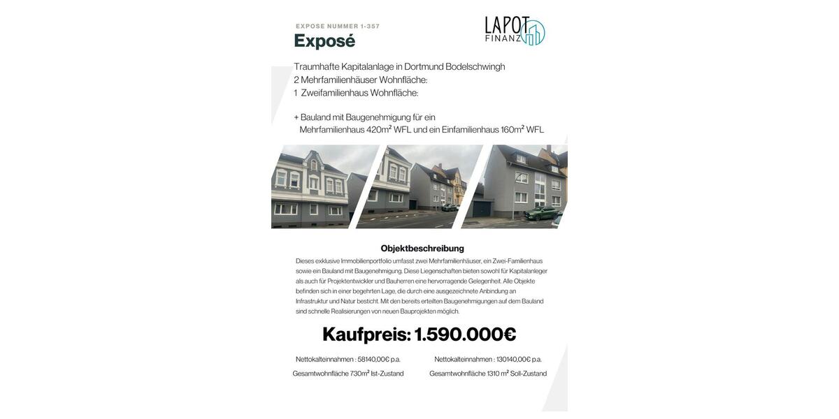 Mehrfamilienhaus, Wohnhaus Dortmund Huckarde - 1.590.000&euro; | Angebot:24781808