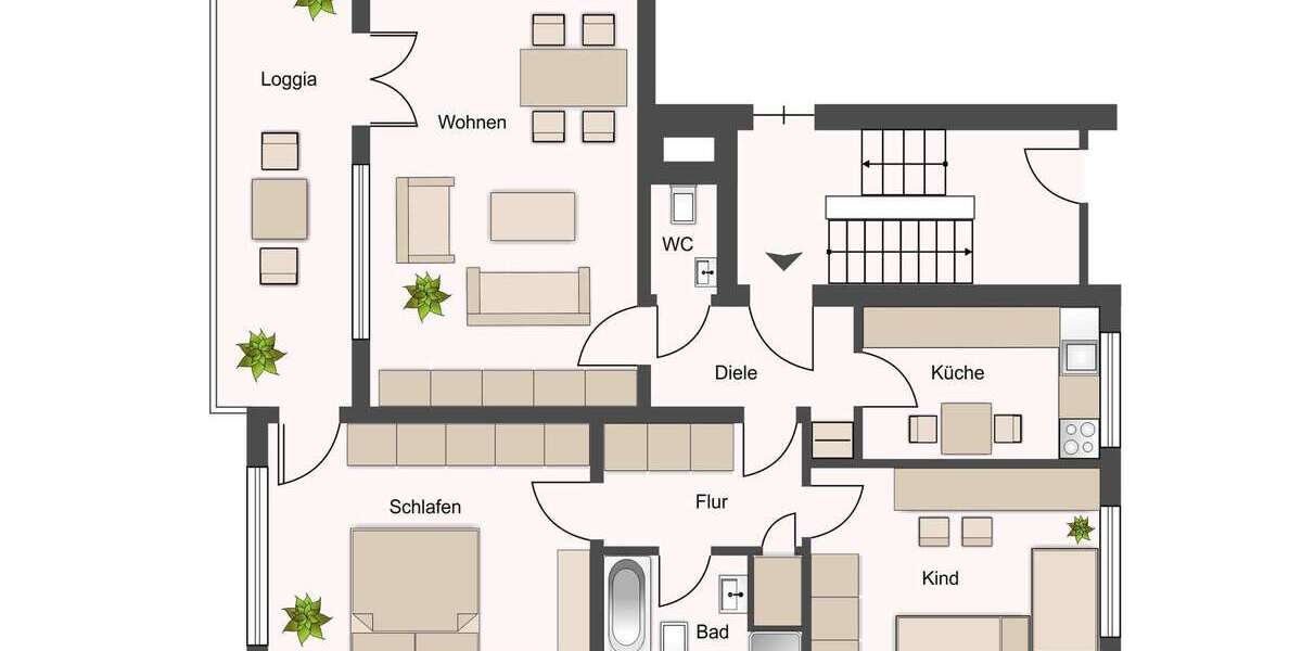 Etagenwohnung Hamm Bockum - 3 Zimmer, 88 m&sup2;, 842&euro; | Angebot:25020950